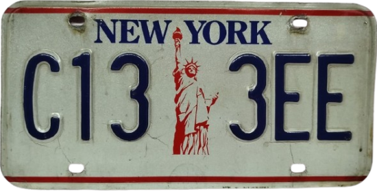 USA AMERİKA NEW YORK C13 3EE TRAFİKDE KULLANILMIS METAL ALUMİNYUM FOSFORLU ORJINAL PLAKA