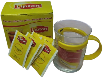 LİPTON OPET LİPTON VE PETROL OFİSİ 2000 LER BAŞI NOSTALJİK PROMOSYON SETİ  ORİJİNAL KUTUSUNDA CAM BARDAK VE POŞET ÇAY KOLEKSİYONLUK ÜRÜN