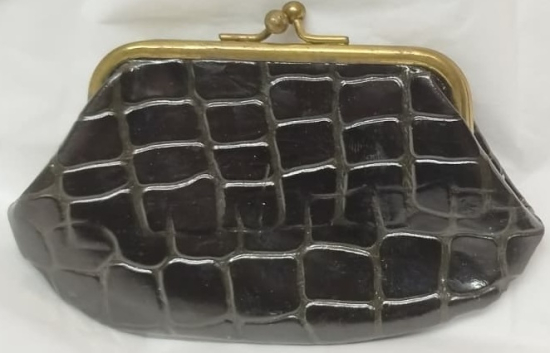 BAYAN BOZUK PARA VİNTAGE TASARIM TİMSAH DESENLİ SİYAH RENKDE BAYAN BOZUK PARA CÜZDANI