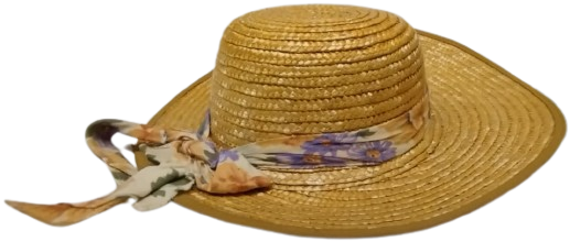 HASIR BAYAN SAPKA ÇİÇEKLİ EŞARP DETAYLI EL ÖRGÜSÜ DOĞAL HASIR GÜNEŞ ŞAPKASI