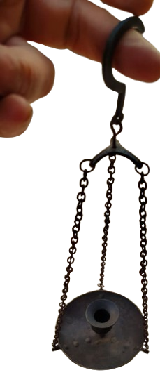 ANTEP İŞİ EL YAPIMI OTANTİK ZİNCİRLİ DEKORATİF PİRİNÇ MUMLUK SAMDAN 