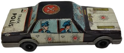 1980 NADİR NOSTALJİK GÜREL OYUNCAK ÜRETİMİ TRAFİK POLİS OTO SU YERLİ ÜRETİM TENEKE ARABA