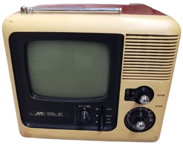 1970 JVC MODEL 3020 SİYAH BEYAZ PORTATİF BORDO KREM KASA TAŞINABİLİR 23 CM EKRAN TELEVİZYON