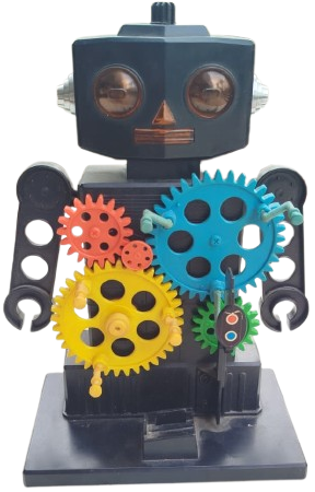 19780 GEAR ROBOT RETRO RENKLİ ÇARKLI MEKANİK PİLLİ OYUNCAK ROBOT KOLEKSİYONLUK NADİR NOSTALJİ OBJESİ