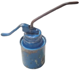 1950 BATI ALMANYA ÜRETİMİ ANTİKA MAVİ METAL POMPALI KOLEKSİYONLUK MAKİNE YAĞDANLIĞI GERMANY