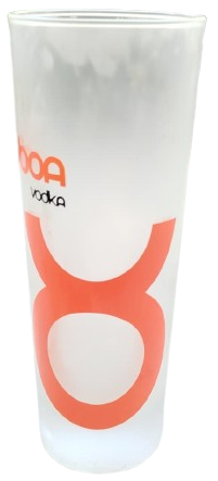 BİNBOA VODKA LOGOLU ÖZEL TASARIM BUZLU CAM KOLEKSİYONLUK KOKTEYL VE SUNUM BARDAĞI