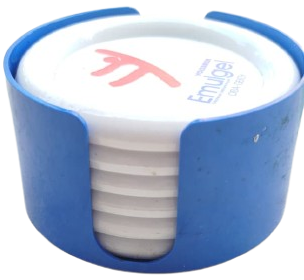 VINTAGE CIBA-GEIGY VOLTAREN EMULGEL LOGOLU KOLEKSİYONLUK 6'LI BARDAK ALTLIĞI SETİ VE MAVİ KABI