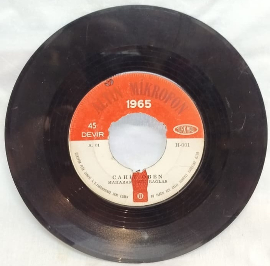 CAHIT OBEN 1965 ALTIN MIKROFON MAKARAM SARI BAGLAR HALIME 45 LIK PLAK ORJINAL ANALOG DONEM BASKI