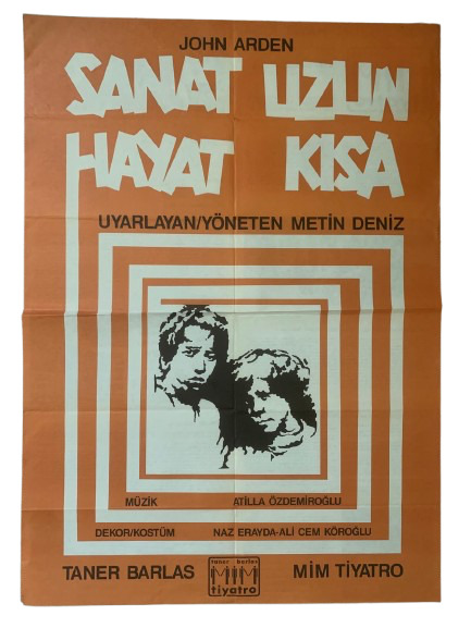 TANER BARLAS MİM TİYATROSU ''SANAT UZUN HAYAT KISA'' DÖNEM BASKI TİYATRO ''BÜLTEN AFİŞ''