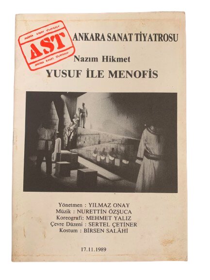 ANKARA SANAT TİYATROSU '''YUSUF İLE MENOFİS'' TİYATRO OYUN KİTAPÇIĞI