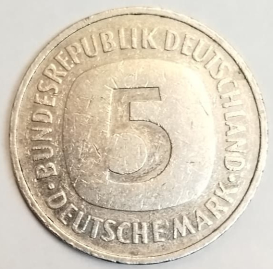 GERMANYA DARPHANESİ TARAFINDAN 1992 YILINDA BASILMIŞ ORİJİNAL 5 DEUTSCHE MARK 