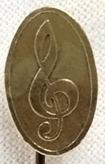 1950 MÜZİK NOTASI FİGÜRLÜ ANTİKA BRONZ YAKA İĞNESİ SANATSEVERLER İÇİN ZARİF KOLEKSİYON AKSESUARIDIR