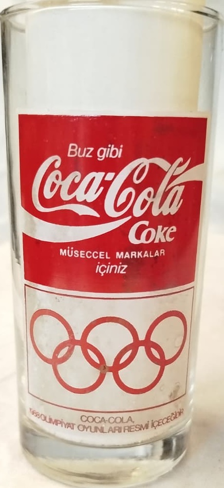 1988 OLİMPİYAT HATIRASI COCA-COLA CAM BARDAK KOLEKSİYONERLER İÇİN EŞSİZ BİR RETRO PARÇADIR 1 ADET BARDAK