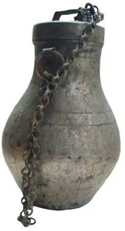 OSMANLI DÖNEMİ EL DÖVME İŞLEMELİ USTA İSİ BAKIR ANADOLU BUYUK BOYDA DEPME TEREYAĞ KABI KAPAKLI ZİNCİRLİ