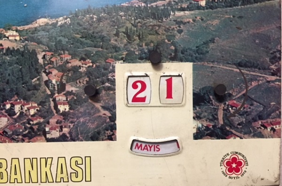  İSTANBUL BANKASI MEKANİK ELLE  CEVİRMELİ TENEKE TAKVİM İSTABUL BOGAZI