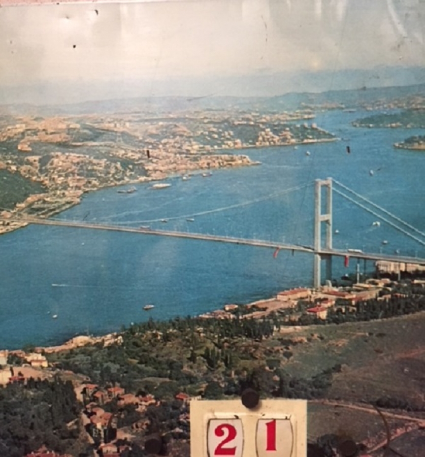  İSTANBUL BANKASI MEKANİK ELLE  CEVİRMELİ TENEKE TAKVİM İSTABUL BOGAZI