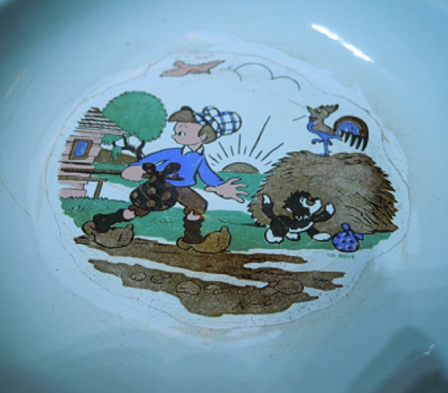 EMAYE BEBEK MAMA KULPLU METAL İÇERSİ RESİMLİ TABAK