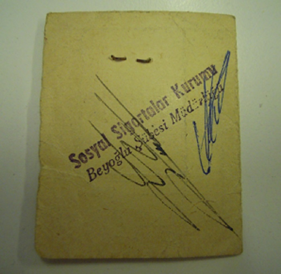 ÇALIŞMA BAKANLIĞI İŞÇİ SİGORTALARI KURUMU SİGORTA SİCİL KARTI 