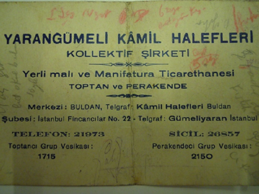 YARANGUMELİ KAMİL HALEFLERİ KARTVİZİT