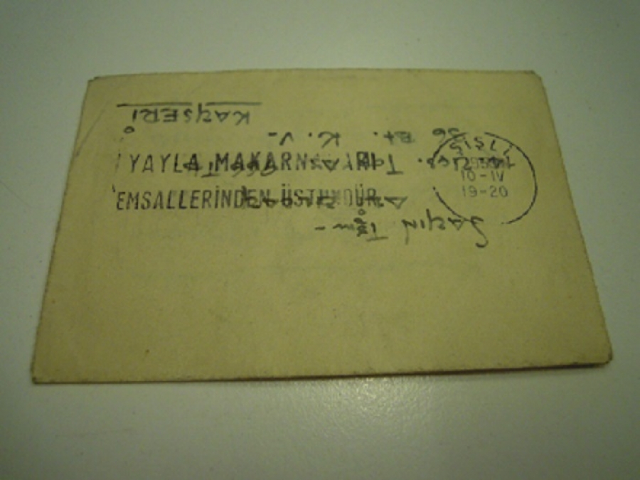 MAKARNA REKLAMLI KAYSERİ PULLU TEBRİK KARTI