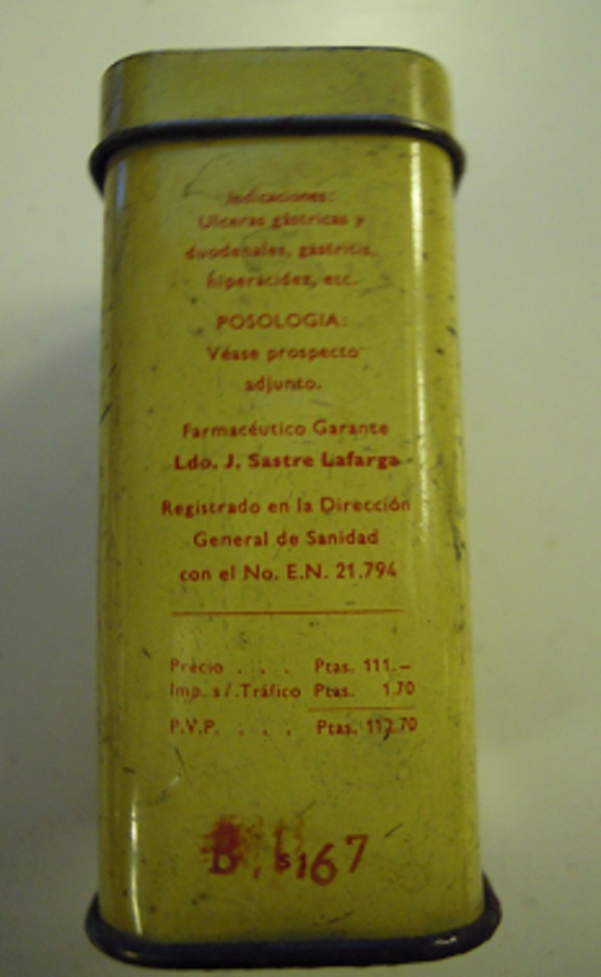 1945 ROTER MİDE KOMPRİME 4 DİLDE İCERSİ BOS KAPAKLI TENEKE KUTU