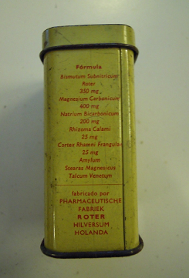 1945 ROTER MİDE KOMPRİME 4 DİLDE İCERSİ BOS KAPAKLI TENEKE KUTU