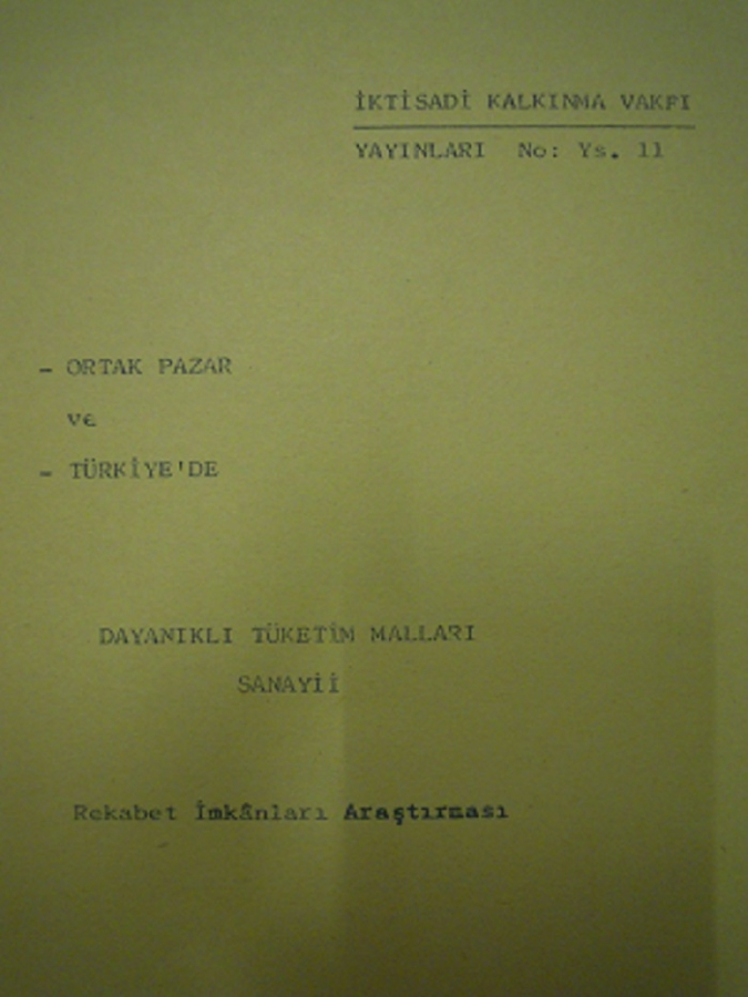 İKTİSADİ KALKINMA VAKFI YAYINLARI Y.S. 11 NİSAN 1971