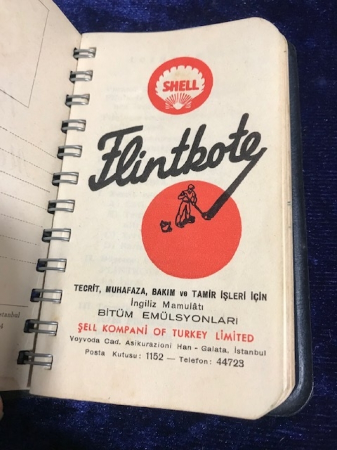 SHELL 1952 MUHTIRASI FLİNTKOTE  BİTÜM  EMÜLSYONLARI CEP TAKVİMİ