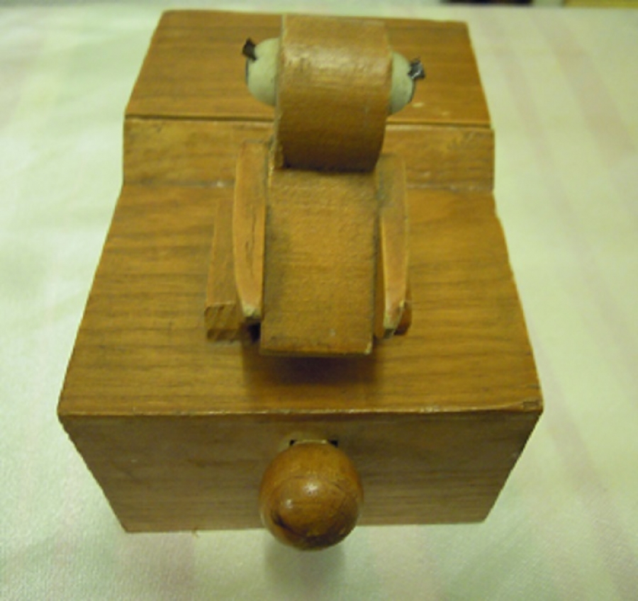 KUYRUGUNA BASINCA GAGASIYLA TEK TEK  KURDAN VEREN KUŞLU KUTU AHŞAP MEKANİK OTOMATİK  CALIŞIR