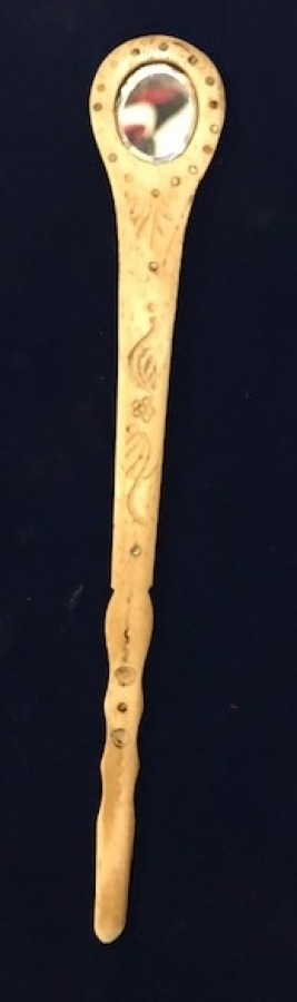 OSMANLI KEMİK ZARF ACICI KELEM İŞ SÜSLEME TAS AYNALI UZERİ PARLAK MİNİK TAŞ SÜSLEMELİ 