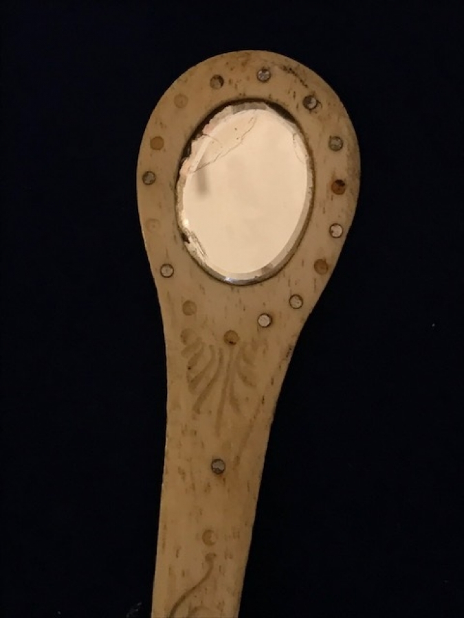 OSMANLI KEMİK ZARF ACICI KELEM İŞ SÜSLEME TAS AYNALI UZERİ PARLAK MİNİK TAŞ SÜSLEMELİ 