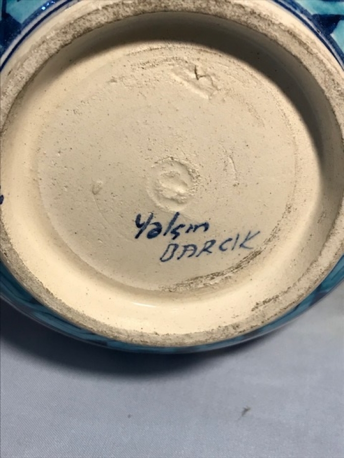 YALCIN DARCIK SANATCI İMZALI THY İÇİN YAPILMIŞ KUTAHYA EL CALIŞMA VAZO