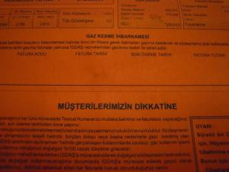2001 YILI DOĞALGAZ FATURASI İGDAŞ RENKLİ KAĞIDA BASILMIŞ A 4 EBADI 