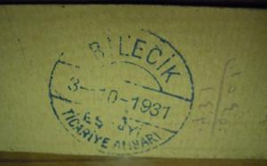 BİLECİK 3.10.1931 TİCARİYE AMBARI MAKBUZU