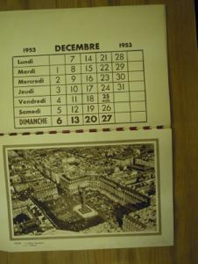 1953 YILIN TAKVİMİ AYLIK YAPRAK SİYAH BEYAZ 