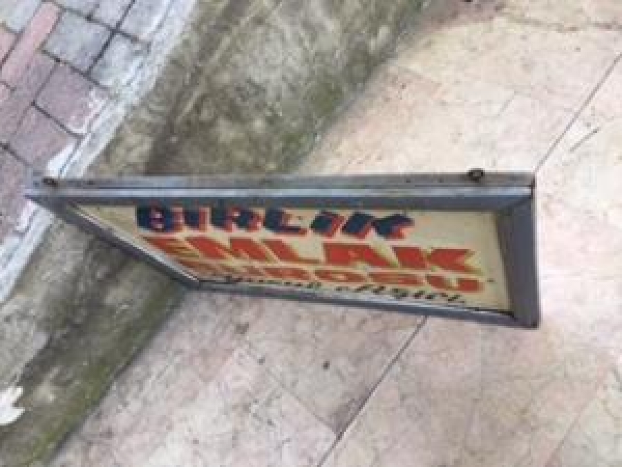 BİRLİK EMLAK BÜROSU YUSUF AŞICI TENEKE EMLAKCI TABELA ÇİFT TARAFLI 