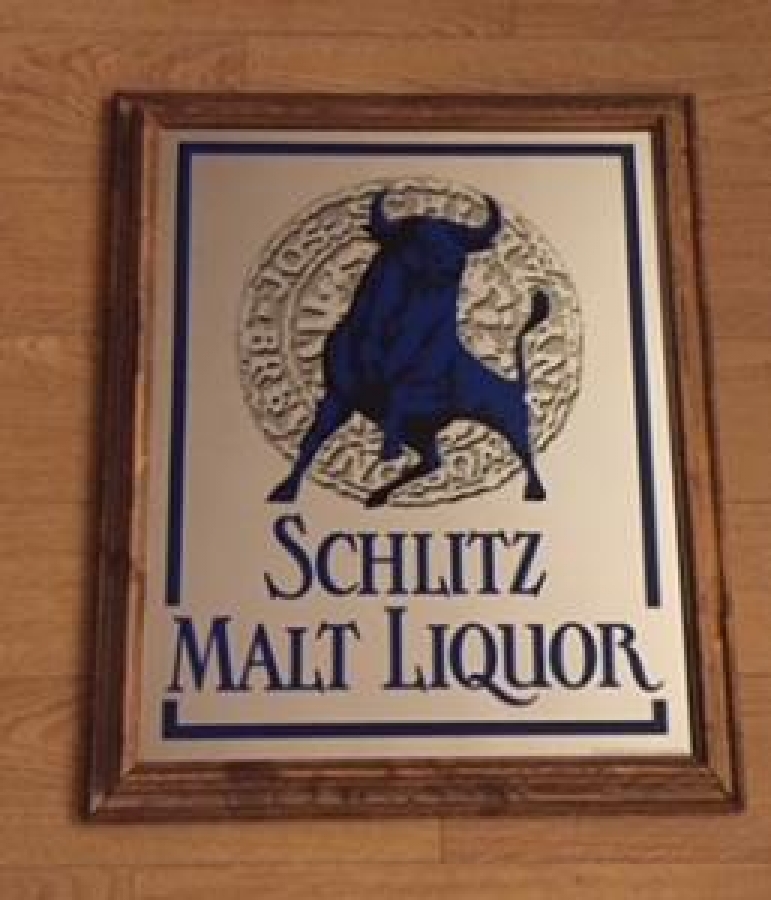 CAM ALTI AYNA REKLAM LİKÖR SCHLITZ MALT LIQUOR MİRROR ADVERTİSEMENT CERCEVELİ TABLO 