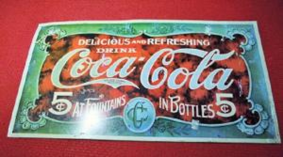 DELICIOUS AND REFRESHING DRING COCA COLA TRADE MARK REGISTERED 5 AT FOUNTAINS IN BOTTLES 5 REKLAM TENEKE TABELA 