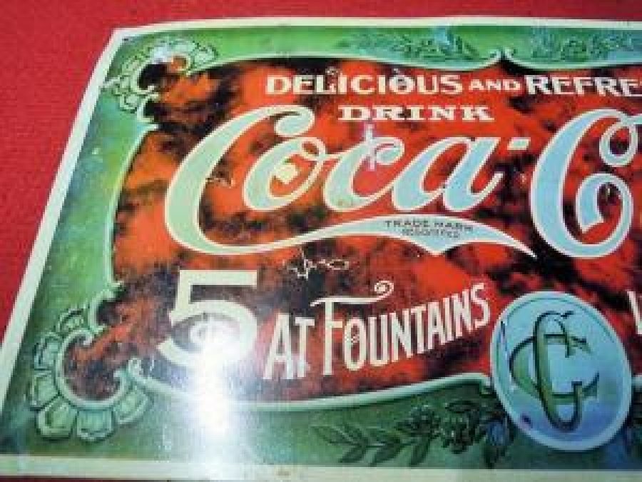 DELICIOUS AND REFRESHING DRING COCA COLA TRADE MARK REGISTERED 5 AT FOUNTAINS IN BOTTLES 5 REKLAM TENEKE TABELA 