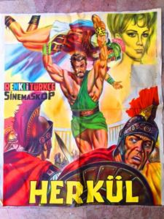 HERKÜL EL ÇİZİM FİLM AFİŞİ RENKLİ TİFDRUK BASKI 