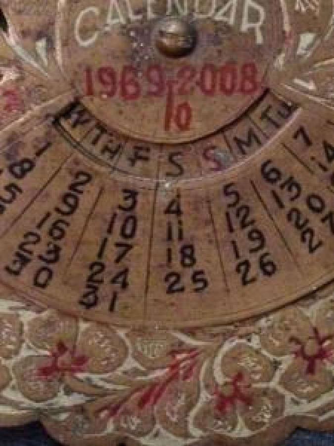 MİNELİ CALENDER 1968 2008 40 YIL MEKANİK BRONZ TAKVİM FOR 40 YRS 