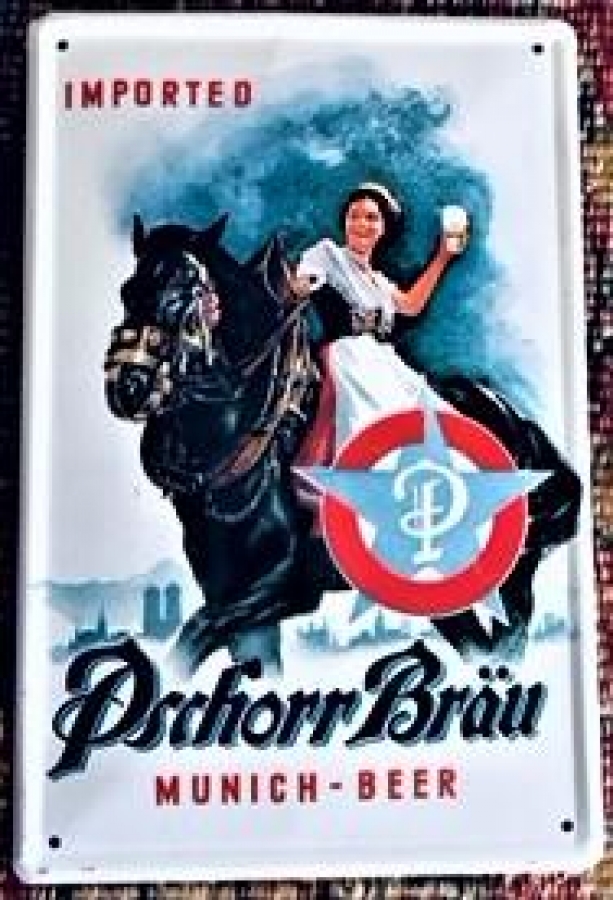 TENEKE BASKI KABARTMALI TABELA IMPORTED DSEHORR BRAN MUNICH-BEER TABELA 