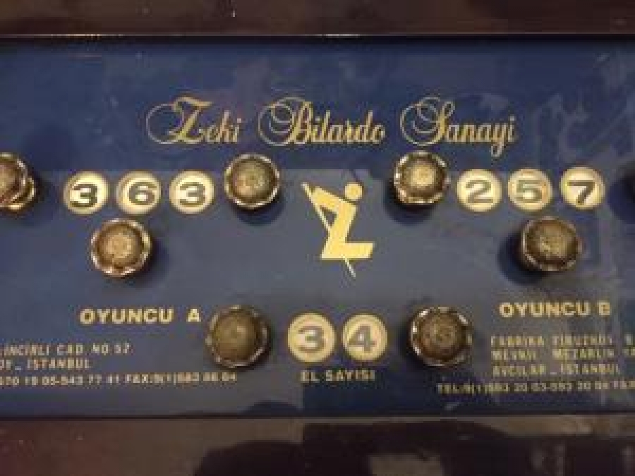 ZEKİ BİLARDO SKOR TABELA SKORBORD BİLARDO DA  OYUNCU SAYILARINI BİLDİREN MEKANİK TABELA 