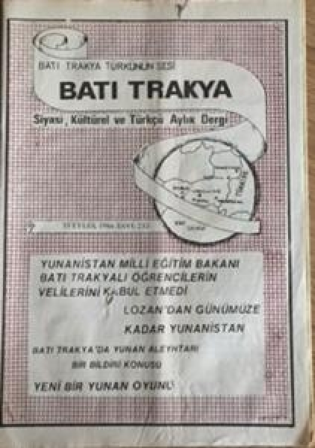 BATI TRAKYA TÜRKÜNÜN SESİ SİYASİ KÜRTÜREL VE TÜRKÇE AYLIK DERGİ 15 EYLÜL 1986 SAYI  : 233 