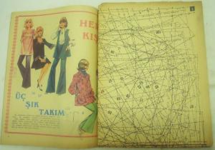SAMANYOLU DERGİ ELBİSE PATRONU İLE NO : 96 1 KASIM 1973 HAFTALIK MECMUA NO: 153 . 5 ARALIK 1974 