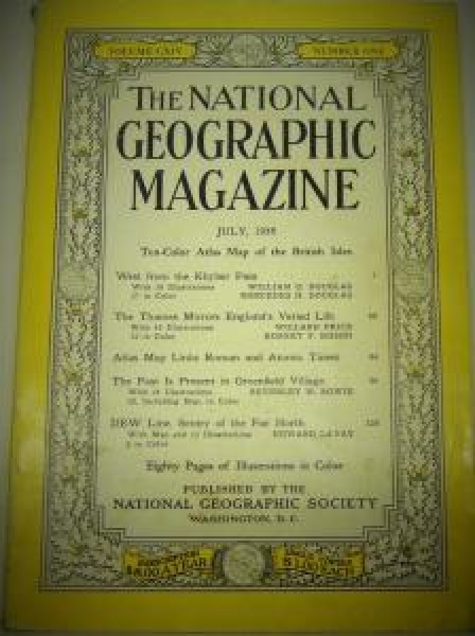 THE NATIONAL GEOGRAPHIC MAGAZINE JULY  1958 YILI AMERİKAN BASKI DERGİ 