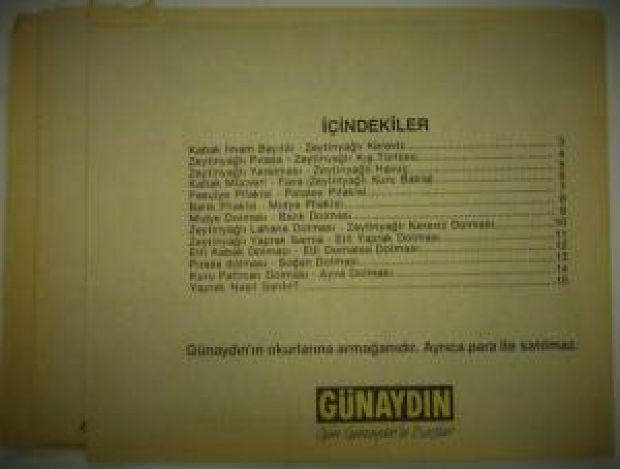 GÜNAYDIN CEP KİTAPLARI LEZZETLİ BASİT TARİFLER ZEYTİNYAĞLILAR VE DOLMALAR