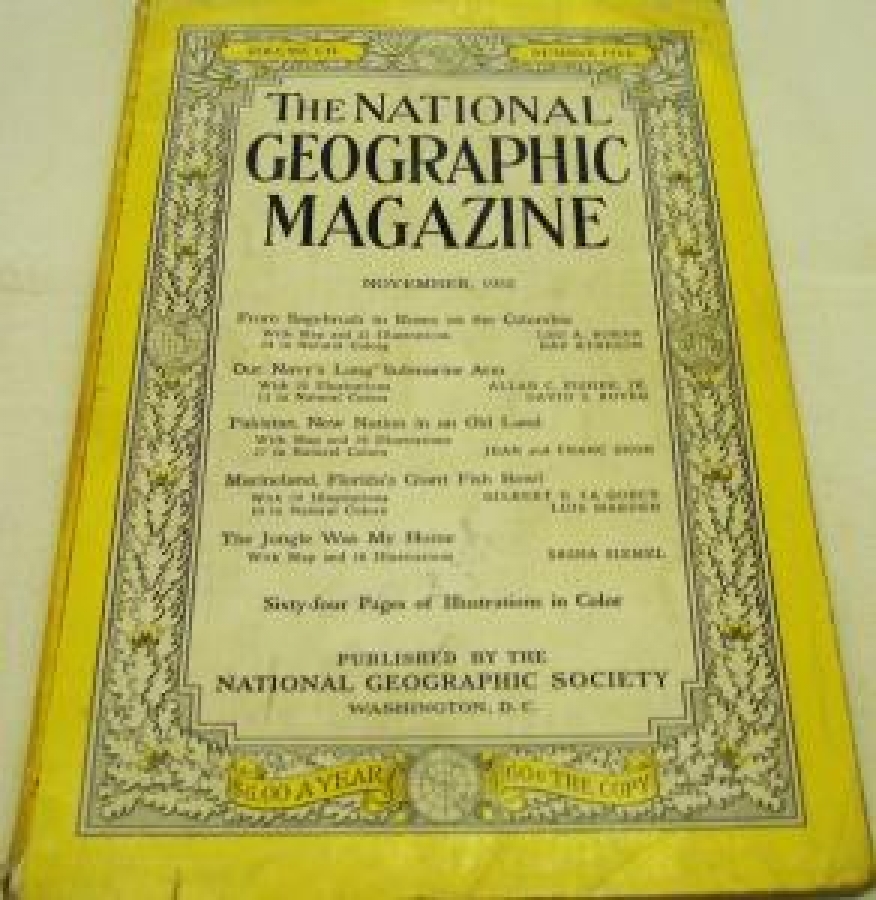 THE NATIONAL GEOGRAPHIC MAGAZINE NOVEMBER  1952 YILI AMERİKAN BASKI DERGİ 