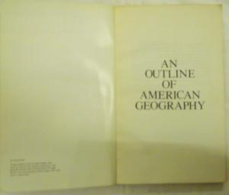 AN OUTLINE OF AMERICAN GEOGRAPHY AMERİKAN COGRAFYASI 