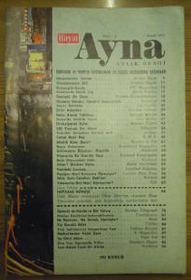 HAYAT AYNA AYLIK DERGİ SAYI :2. 1-OCAK 1971 